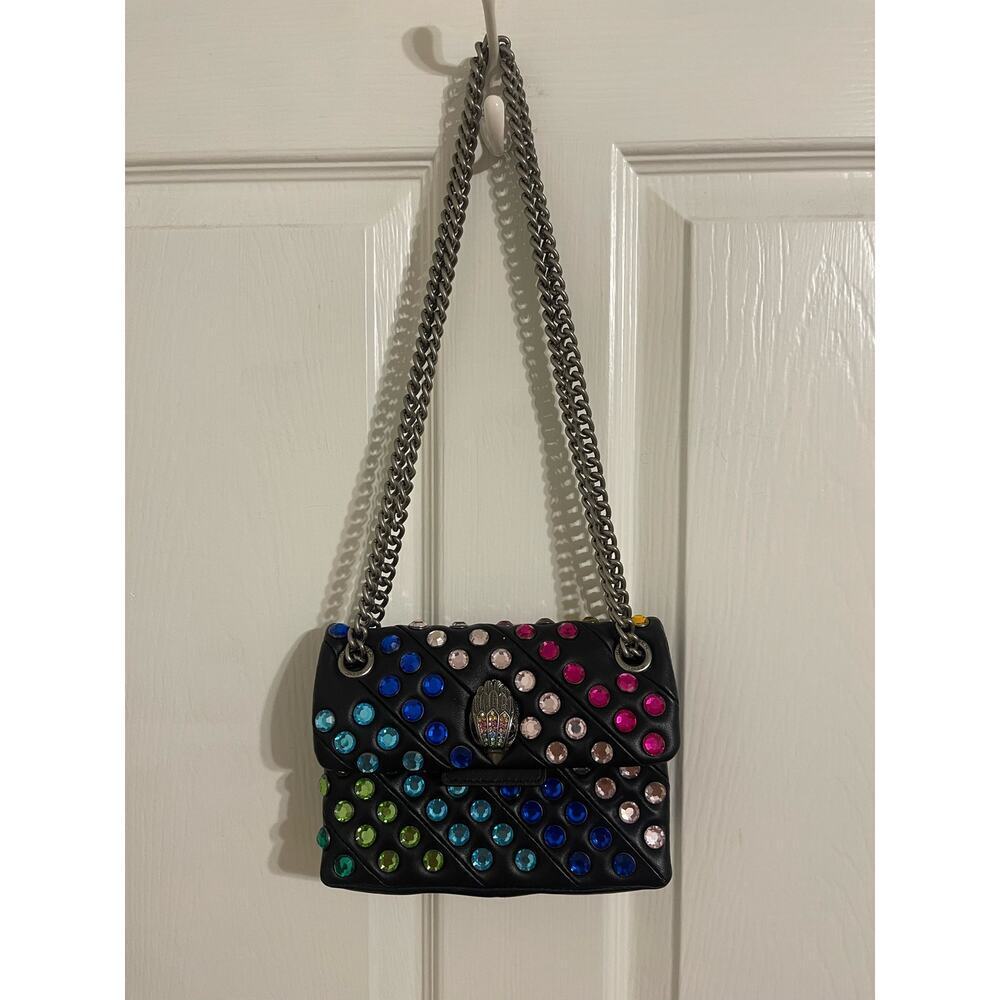 Studded Black Crossbody Bag with Multicolor Gems